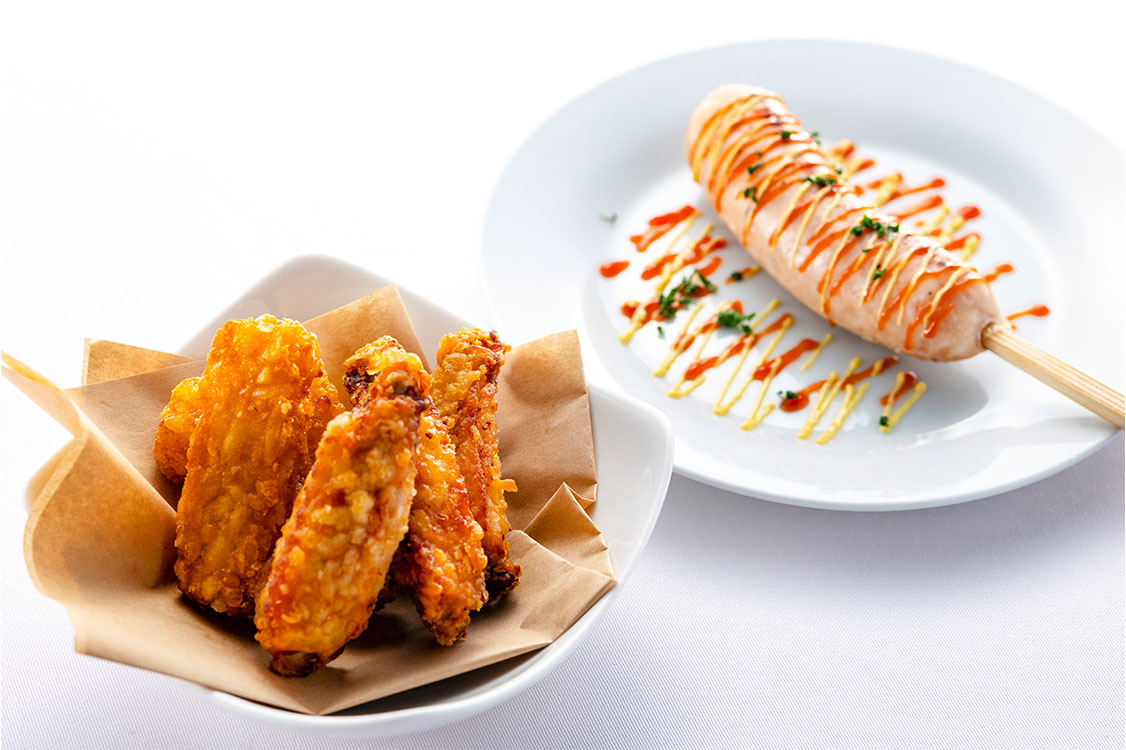 チキンフリットとフランクフルト